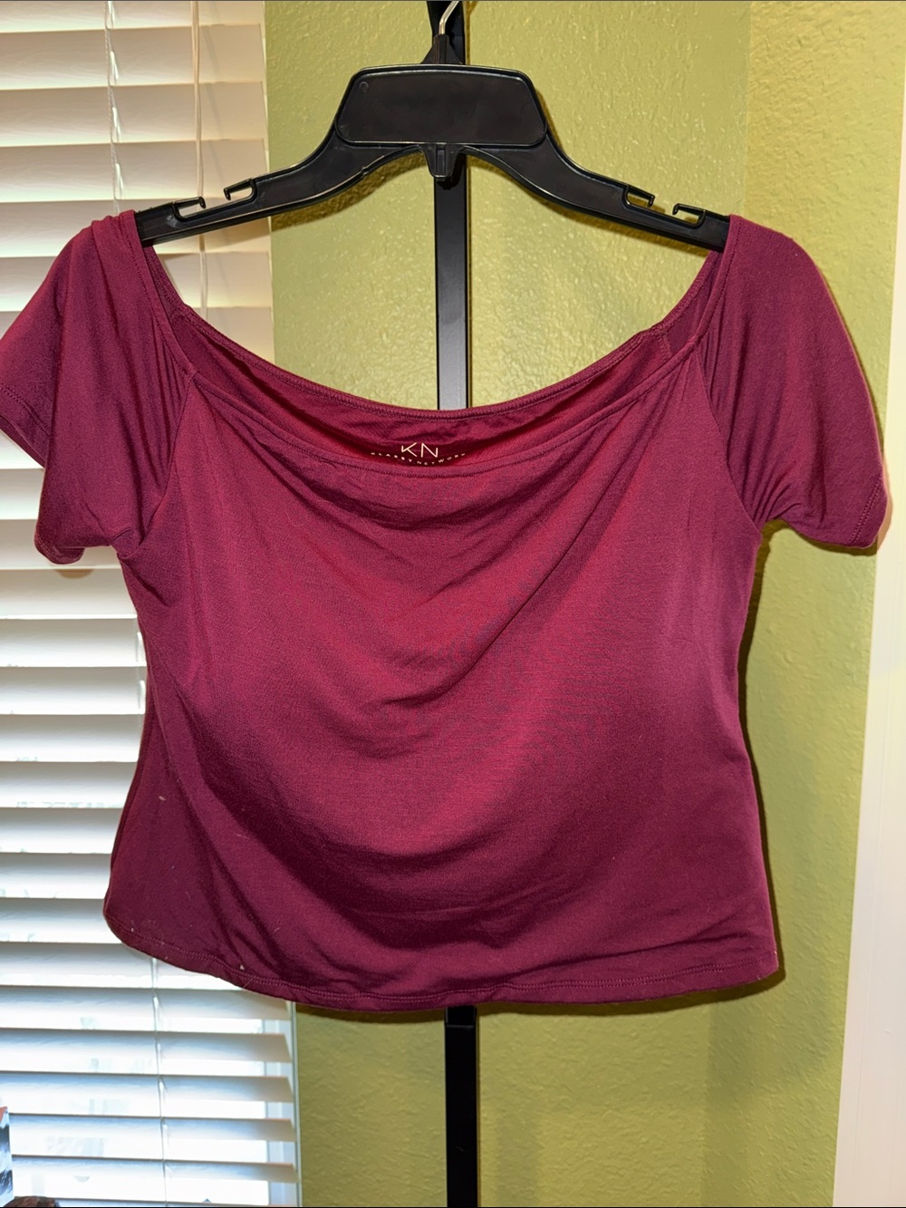 Klassy Network Burgundy Off-Shoulder Crop Top